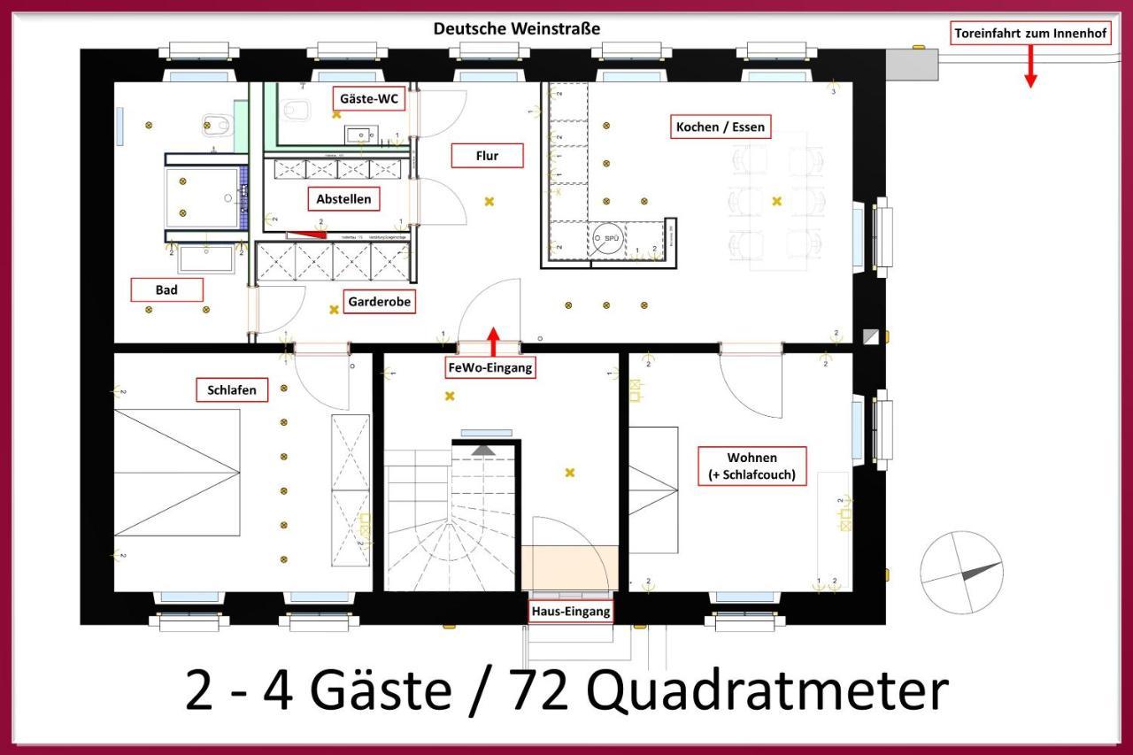 Neue90 - Fewo Steinacker, Weinstrasse Kallstadt Pfalz, 2Zkb - Keine Monteure Dış mekan fotoğraf